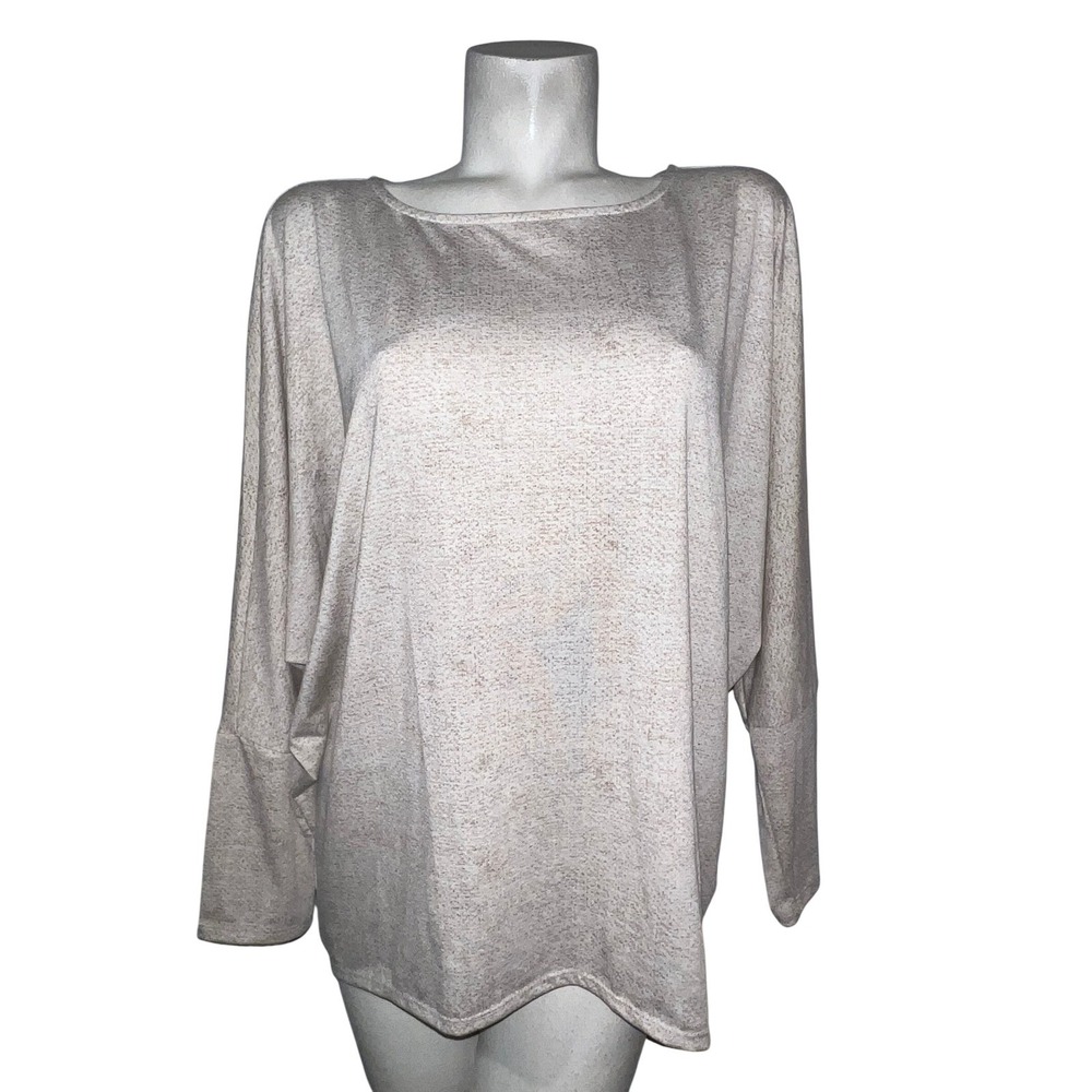 LuLaRoe Women's Sz XL Long Sleeve Boat Neck Tunic Top Heathered Speckled Beige